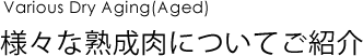 様々な熟成肉についてご紹介
